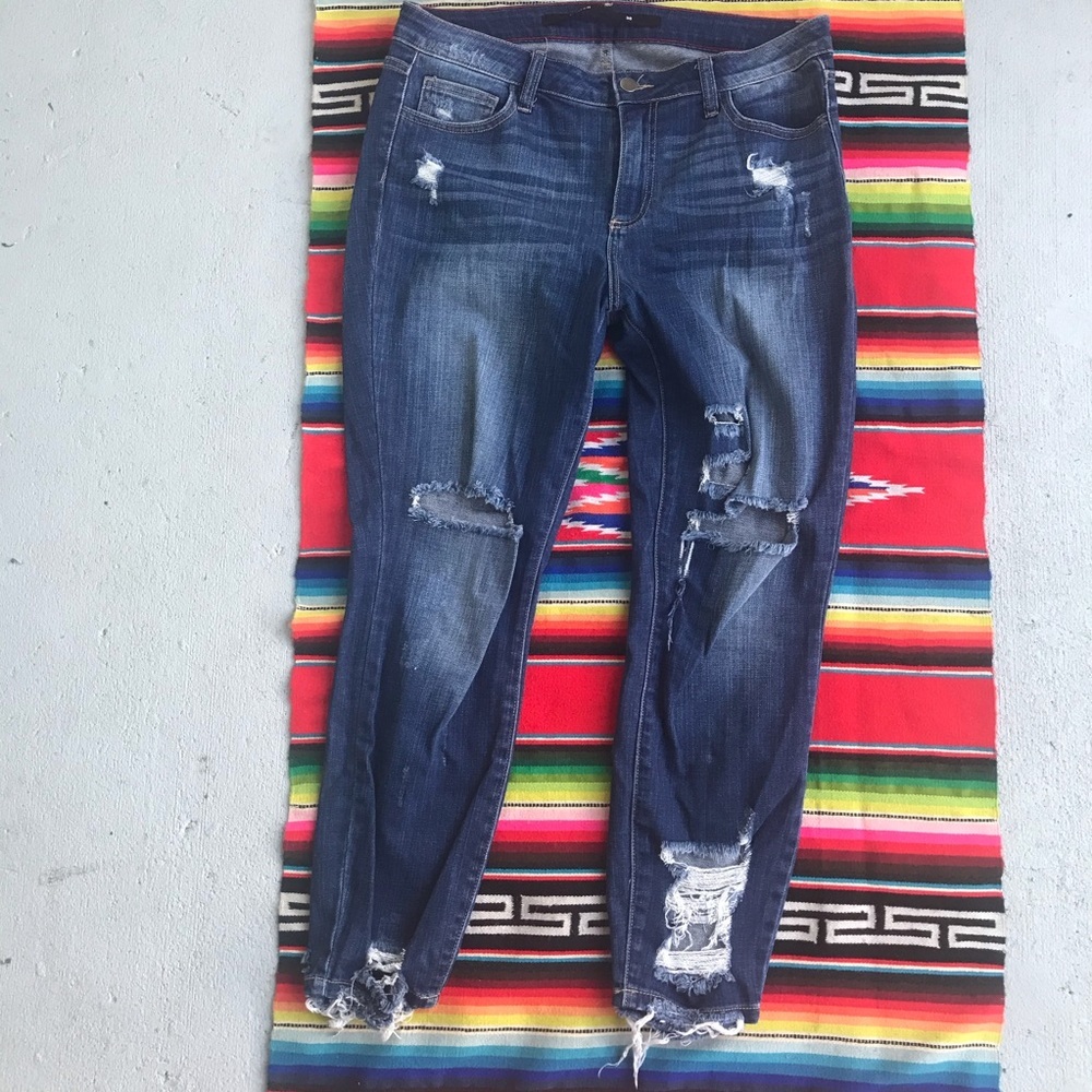 Harper HighRise Destroyed Denim Jeans